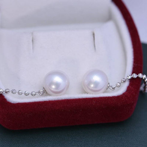 10-11mm Freshwater Pearl & Long Chain Earrings Drop - House Of Pearls